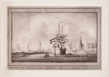1c61 Gezicht van weleer de draaybrug na zee en de Hoofdtoren te Hoorn, 1786?