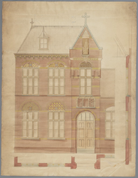 5r21 Bouwtekening van de zusterschool voor meisjes 'Sint Jozef' : portaal, 1894-1895?