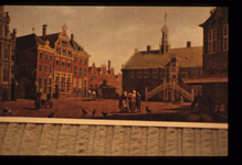 dia-1739 Hoorn : Rode Steen met Stadhuis, Waag en Statencollege (later Westfries Museum) in 1784, 1784
