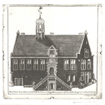 foto-11835 Het Oude Raadhuis te Hoorn ; Den 23 Augustus, 1797 tot Afbraak Verkogt ; en verders Gesloopt, ca. 1797