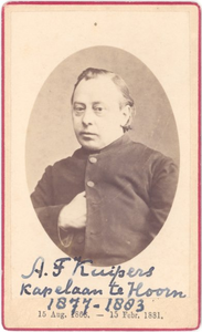 foto-26639 A.F. Kuipers kapelaan te Hoorn 1877-1883 : 15 Aug. 1866. - 15 Febr. 1881., 188-?