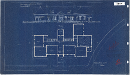 10001116 Plan voor U.L.O.-school, voorgevel en grondplan, Hoorn, Johan Messchaertstraat 3, 1923