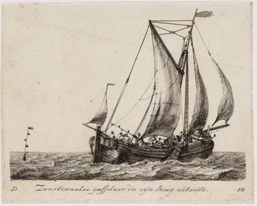 1a160 Zwartewaalse gaffelaar die zijn Beug uitzeilt, 1790