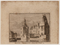 1a22 Domburg of Drommedaris en Oost-Ind: Toren. 1726 : vanuit het zuidwesten, 1726