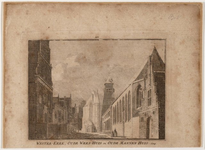 1a28 Wester-Kerk, Oude Weeshuis en Oude Mannenhuis. 1729 : vanuit het oosten, 1729