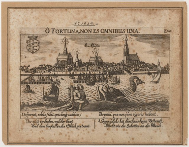 1a48 ô fortuna, non es omnibus una : gezicht op Enkhuizen vanuit zee, 1623-1626