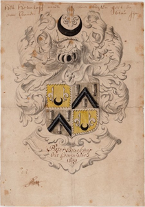 1b20 Wapen van Pieter Boterkoper, oud-commissaris kleine zaken te Enkhuizen, 1689?