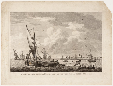1b27 't Dorp Oosterleek tusschen Hoorn en Enkhuizen uit de Zuider Zee te zien, 180-?
