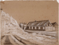 1b9 Kruiend ijs over de Oosterdijk te Andijk op 28 februari 1895 vanuit het zuidwesten, 1895, februari