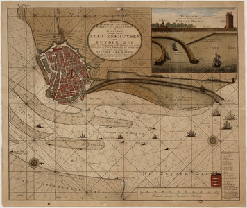 1c8 Nieuwe afteekening van alle de banken, canaalen, tonnen en dieptens, gelegen voor de stad Enkhuysen in de Zuyder ...