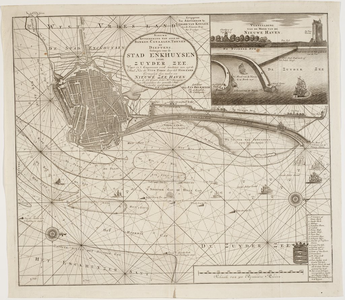 1c9 Nieuwe afteekening van alle de banken, canaalen, tonnen en dieptens, gelegen voor de stad Enkhuysen in de Zuyder ...
