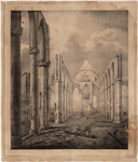 1d29 Het verwoeste interieur van de Grote Kerk na de brand van 3 augustus 1838, 1838, 3 augustus