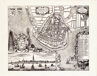 1e21 Afbeeldingh Der Stadt Enkhuysen : soo als de selve geweest is voor de Laeste Vergrootingh, tot den Iare, 1590, 158-?
