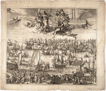 1f126 Zee tocht uyt Hellevoet Sluys door S.K.H. Willem Henrik... etc., 1688, 13 november
