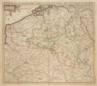 1u92 Belgii Regii Accuratissima Tabula Pluribus Locis Recens Emen., 1680?