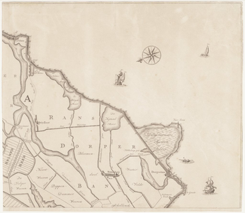 1v49 Kaart van Waterland : Aanwysende de strekking van de Zeedyk en Agterdigting, als meede de Voornaamste Wegen en ...