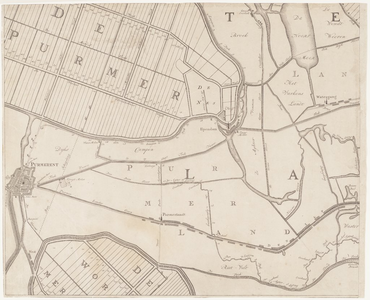 1v50 Kaart van Waterland : Aanwysende de strekking van de Zeedyk en Agterdigting, als meede de Voornaamste Wegen en ...