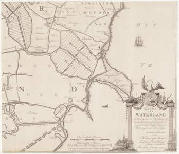 1v51 Kaart van Waterland : Aanwysende de strekking van de Zeedyk en Agterdigting, als meede de Voornaamste Wegen en ...