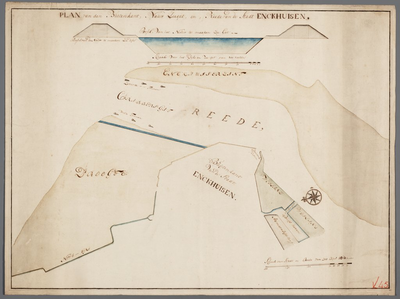 1x29 Plan van den buitenkant, nieuw zeegat en reede van de stadt Enckhuisen, 17-
