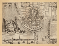 4a21 Afbeeldingh Der Stadt Enkhuysen : soo als de selve geweest is voor de Laeste Vergrootingh, tot den Iare, 1590, 1580?