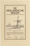 4e46 Oorkonde van 'De Hollandsche Molen', Vereeniging tot Behoud van Molens in Nederland, aangeboden aan het bestuur ...