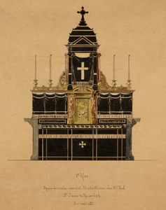 4f17 2e Klas Rouwdecoratie voor het Hoofdaltaar der R.C. Kerk St. Joris te Spierdijk, 1885-1886