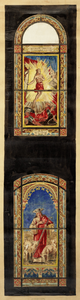 4f20 Schetstekening van gebrandschilderde ramen voor de roomskatholieke kerk te Spierdijk, 1885-1886