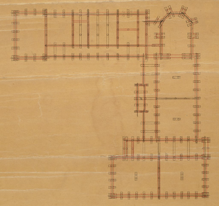 4f25 Bouwtekening van de zusterschool voor meisjes 'Sint Jozef' : funderingsplan, 1894-1895?
