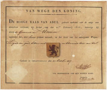 4j15 Gemeentewapen van Ursem, 1817