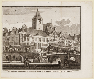 65h113 Het Burger Weeshuis, de Reguliers Kerk en de Hooge Kooren Markt te Utrecht, 1757