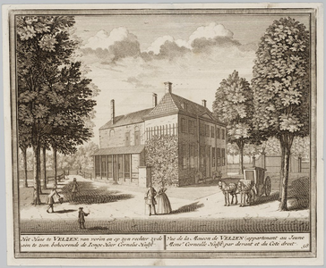 65h52 Het huis te Velzen, van voren en op zyn rechter zyde aen te zien,... etc., ca. 1700