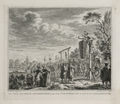 65k152 Het lijk van Gilles van Ledenberg, buiten 's-Gravenhage opgehangen in een kist, 1619