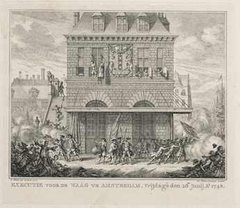 65k225 Executie voor de Waag te Amsterdam, vrijdag's den 28en junij Ao. 1748, 1748, 28 juni