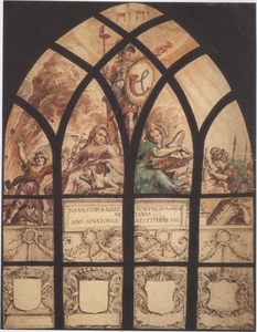 foto-28642 Ontwerptekening door Romeyn de Hooghe (1645-1708) voor een glasraam in de noordgevel van de Oosterkerk te ...