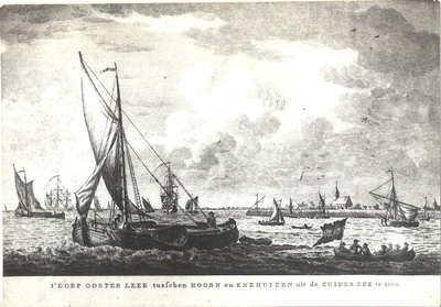 8573 't Dorp Oosterleek tusschen Hoorn en Enkhuizen uit de Zuider Zee te zien, 180-?