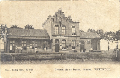 9051 Groeten uit de Streek. Station. Westwoud, ca. 1910