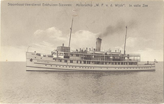 foto-9068 Stoomboot-Veerdienst Enkhuizen-Stavoren. Motorschip W.F. v.d. Wijck . In volle zee, ca. 1920