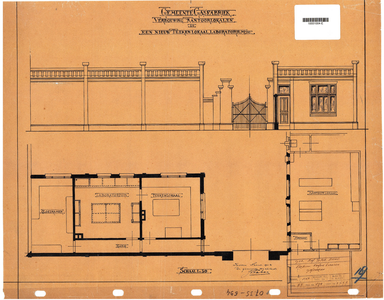 10001004 Verbouw kantoor tot tekenlokalen van laboratorium, Hoorn, Gasfabriekstraat, 1906
