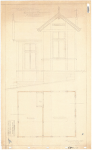 10001031 Kantoor Havenmeester, schetsontwerp zijgevel en plattegrond, Hoofd 2C, Hoorn, Hoofd, 1910