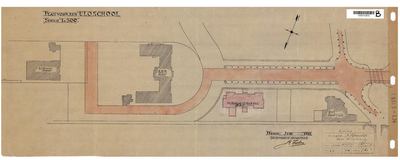 10001129 Plan voor een U.L.O.-school, situatieschets, Hoorn, Johan Messchaertstraat 1, 1924