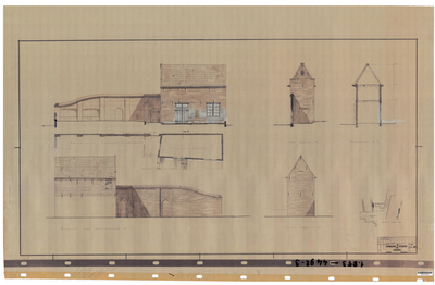 10001253 Huis Verloren, gevels, plattegrond en doorsneden van tuinhuis, gewijzigd 21-4-74, Hoorn, Warmoesstraat 9, 1972