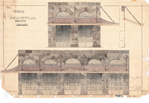 10001270 Plan voor een houten luifel bedekt met leien, schaal 1 a 20. Getekend door J. de Goede, Hoorn, Roode Steen 8, 1908