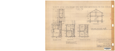 10001331 Schets voor de bouw van arbeiderswoningen na de oorlog: Type C2, Hoorn, 1944