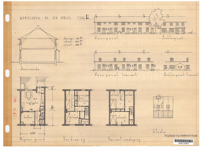 10001338 Schets voor de bouw van arbeiderswoningen na de oorlog: Type H, Hoorn, ongedateerd