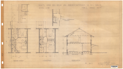 10001341 Schets voor de bouw van arbeiderswoningen na de oorlog: Type L, Hoorn, 1944