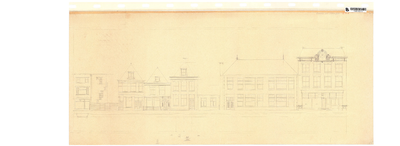 10001437 Gevelwand Onder de Boompjes 11 tot en met 20, met bovenaanzicht voorgevels met erker op eerste verdieping, ...