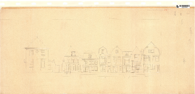 10001438 Gevelwand Onder de Boompjes 1 tot en met 10, met bovenaanzicht voorgevels met erkers op eerste verdieping, ...