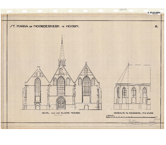 10001448 St. Maria- of Noorderkerk, gevel aan het Kleine Noord en koorgevel n.w. zijde, ongedateerd