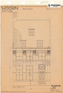 10001490 Geveltekening Muntstraat 6 met maten, niet in bezit van RCE, ongedateerd