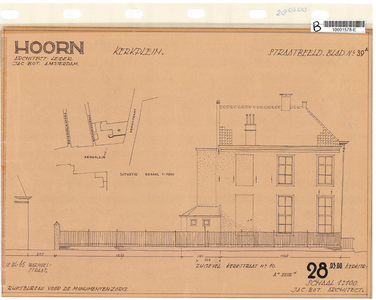 10001578 Geveltekening zijgevel Kerkstraat 10, ongedateerd